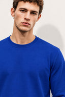 Rich Bisiklet Yaka Regular Fit 3 İplik Basic Sweatshirt-Safir