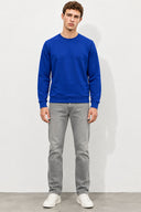 Rich Bisiklet Yaka Regular Fit 3 İplik Basic Sweatshirt-Safir