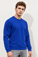 Rich Bisiklet Yaka Regular Fit 3 İplik Basic Sweatshirt-Safir