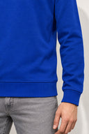 Rich Bisiklet Yaka Regular Fit 3 İplik Basic Sweatshirt-Safir