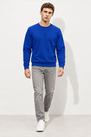 Rich Bisiklet Yaka Regular Fit 3 İplik Basic Sweatshirt-Safir