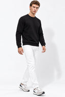 Rich Bisiklet Yaka Regular Fit 3 İplik Basic Sweatshirt-Siyah