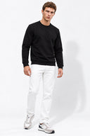 Rich Bisiklet Yaka Regular Fit 3 İplik Basic Sweatshirt-Siyah