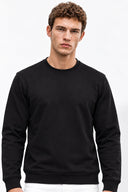 Rich Bisiklet Yaka Regular Fit 3 İplik Basic Sweatshirt-Siyah