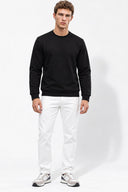 Rich Bisiklet Yaka Regular Fit 3 İplik Basic Sweatshirt-Siyah