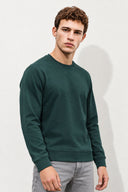 Rich Bisiklet Yaka Regular Fit 3 İplik Basic Sweatshirt-Yeşil