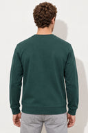Rich Bisiklet Yaka Regular Fit 3 İplik Basic Sweatshirt-Yeşil