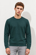 Rich Bisiklet Yaka Regular Fit 3 İplik Basic Sweatshirt-Yeşil