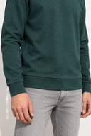 Rich Bisiklet Yaka Regular Fit 3 İplik Basic Sweatshirt-Yeşil