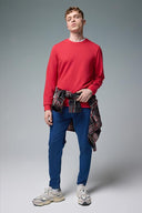 Erkek Rich Bisiklet Yaka Regular Fit 3 İplik Sweatshirt - Vişne