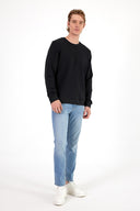Erkek Rich Bisiklet Yaka Regular Fit 3 İplik Sweatshirt - Siyah