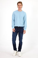 Erkek Rich Bisiklet Yaka Regular Fit 3 İplik Sweatshirt - Gök Mavisi