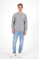 Erkek Rich Bisiklet Yaka Regular Fit 3 İplik Sweatshirt - Gri Melanj