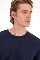 Erkek Rich Bisiklet Yaka Regular Fit 3 İplik Sweatshirt - Lacivert