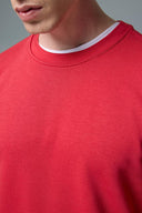 Erkek Rich Bisiklet Yaka Regular Fit 3 İplik Sweatshirt - Vişne