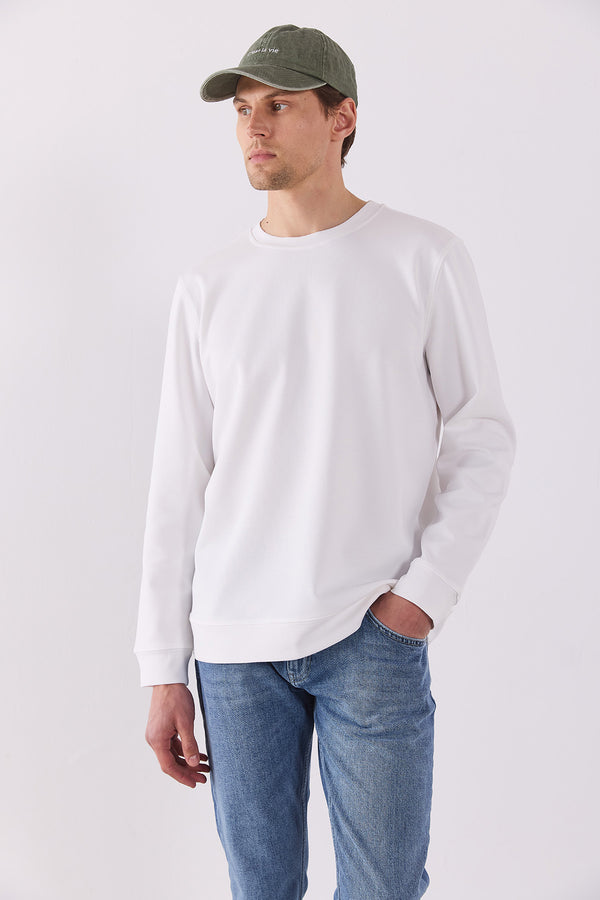 Rich Bisiklet Yaka Regular Fit Basic Sweatshirt - FİLDİŞİ