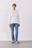 Erkek Rich Bisiklet Yaka Regular Fit Basic Sweatshirt - Fildişi