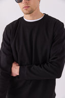Erkek Rich Bisiklet Yaka Regular Fit Basic Sweatshirt - Siyah