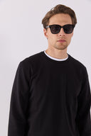 Erkek Rich Bisiklet Yaka Regular Fit Basic Sweatshirt - Siyah