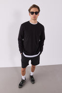 Erkek Rich Bisiklet Yaka Regular Fit Basic Sweatshirt - Siyah