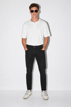 Richard Slim Fit 5 Cep Parça Boya Pantolon-Siyah