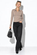 Riso Gömlek Yakalı Tişört-Vizon
