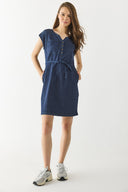 Kadın Riva Dark Blue Önü Düğmeli Regular Fit Jean Elbise - Dark Blue