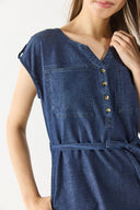 Kadın Riva Dark Blue Önü Düğmeli Regular Fit Jean Elbise - Dark Blue