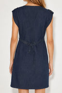 Riva Dark Blue Önü Düğmeli Regular Fit Jean Elbise-Dark Blue