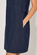 Riva Dark Blue Önü Düğmeli Regular Fit Jean Elbise-Dark Blue