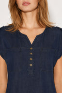 Riva Dark Blue Önü Düğmeli Regular Fit Jean Elbise-Dark Blue