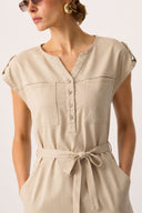 Riva Önü Düğmeli Regular Fit Elbise(TENCEL)(TM)-Taş