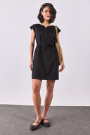 Kadın Riva Önü Düğmeli Regular Fit Gabardin Elbise - Siyah