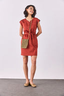 Kadın Riva Önü Düğmeli Regular Fit Gabardin Elbise - Terracotta
