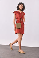 Kadın Riva Önü Düğmeli Regular Fit Gabardin Elbise - Terracotta