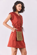 Kadın Riva Önü Düğmeli Regular Fit Gabardin Elbise - Terracotta