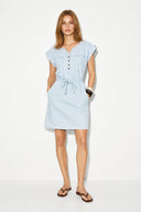 Riva Sky Blue Önü Düğmeli Regular Fit Jean Elbise-Sky Blue
