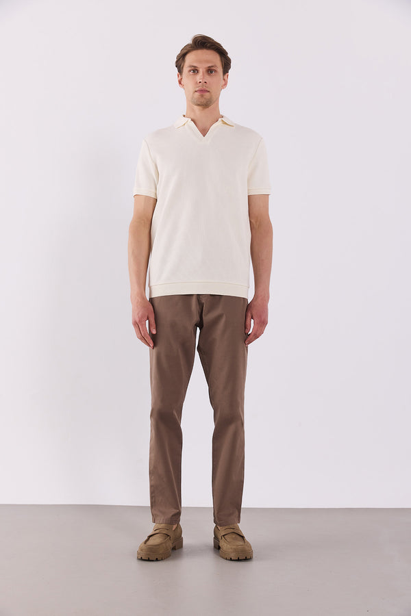 Erkek Robert Sülfür Gabardin Chino Pantolon - Taba