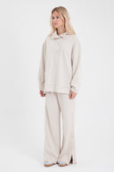 Kadın Ruby Geniş Paça Beli Lastikli Yanı Çıtçıtlı Jogging Pantolon (CUPRO) - Kemik