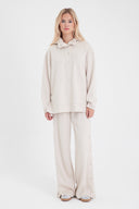 Kadın Ruby Geniş Paça Beli Lastikli Yanı Çıtçıtlı Jogging Pantolon (CUPRO) - Kemik