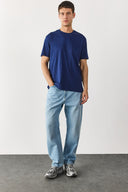 Erkek Ryan Bisiklet Yaka Regular Fit Tişört %100 Pamuk - Lacivert