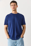 Erkek Ryan Bisiklet Yaka Regular Fit Tişört %100 Pamuk - Lacivert