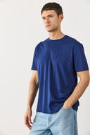 Erkek Ryan Bisiklet Yaka Regular Fit Tişört %100 Pamuk - Lacivert