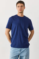 Erkek Ryan Bisiklet Yaka Regular Fit Tişört %100 Pamuk - Lacivert