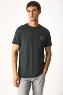 Erkek Sakura Baskılı Bisiklet Yaka Regular Fit Tişört %100 Pamuk - Antrasit