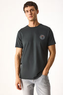 Erkek Sakura Baskılı Bisiklet Yaka Regular Fit Tişört %100 Pamuk - Antrasit