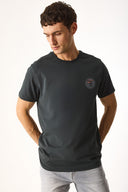 Erkek Sakura Baskılı Bisiklet Yaka Regular Fit Tişört %100 Pamuk - Antrasit