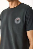 Erkek Sakura Baskılı Bisiklet Yaka Regular Fit Tişört %100 Pamuk - Antrasit