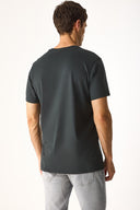 Erkek Sakura Baskılı Bisiklet Yaka Regular Fit Tişört %100 Pamuk - Antrasit