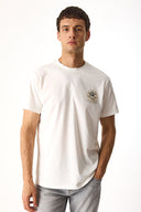 Erkek Sakura Baskılı Bisiklet Yaka Regular Fit Tişört %100 Pamuk - Fildişi